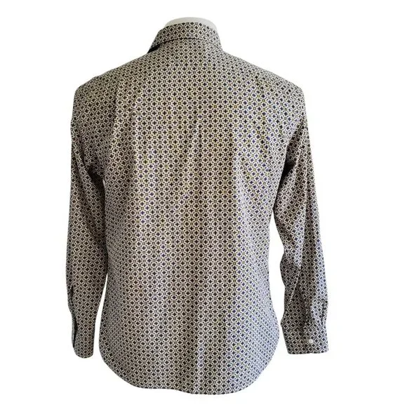 Psycho Bunny 100% Pima Cotton Geometric Printed Long Sleeve Button Down Shirt M - Picture 3 of 13